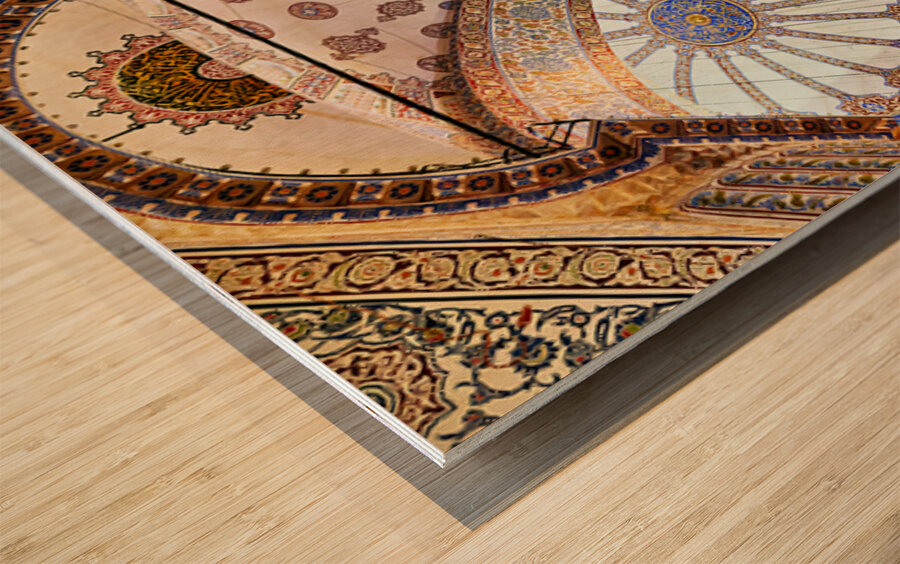 Beautiful view of the interior of the Blue Mosque in Istanbul Wood print