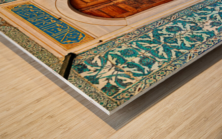 Exploring the tiled walls and wooden door at Topkapi Palace Wood print