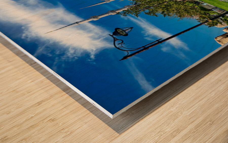 Visit Blue Mosque in Istanbul Turkey with clear sky Wood print