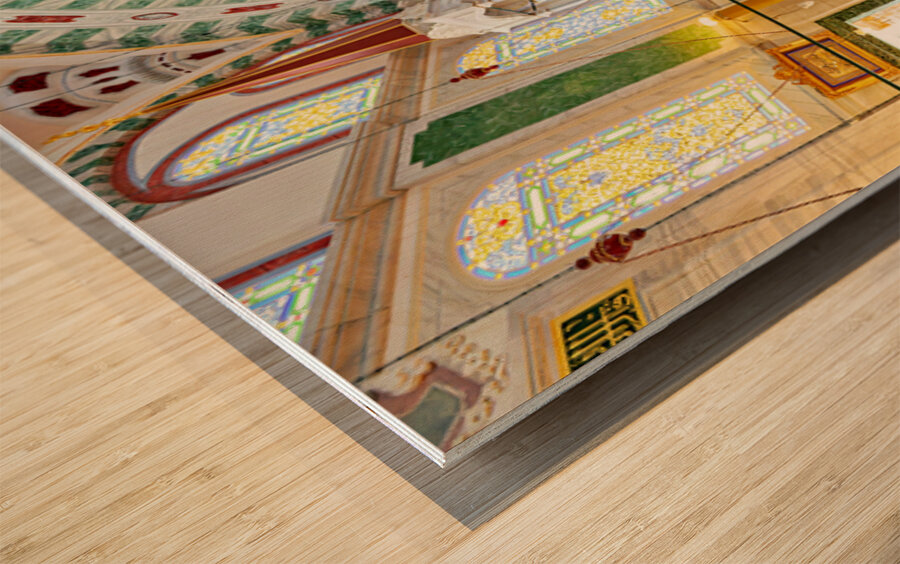 People visit Fatih Mosque in Istanbul Wood print