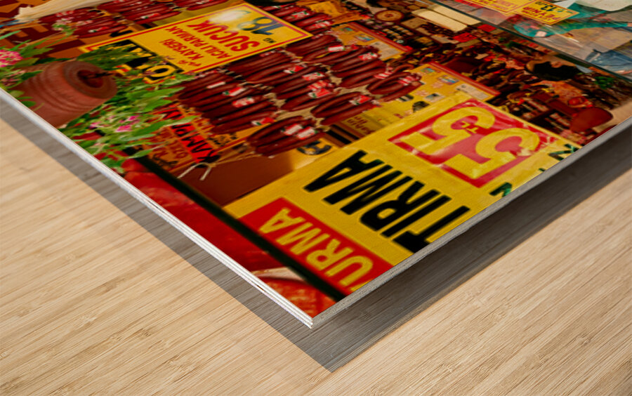 Cheese vendor at Grand Bazaar in Istanbul during busy hours Wood print