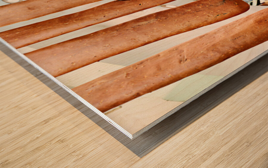 Market display of hanging food items in Grand Bazaar Istanbul Wood print