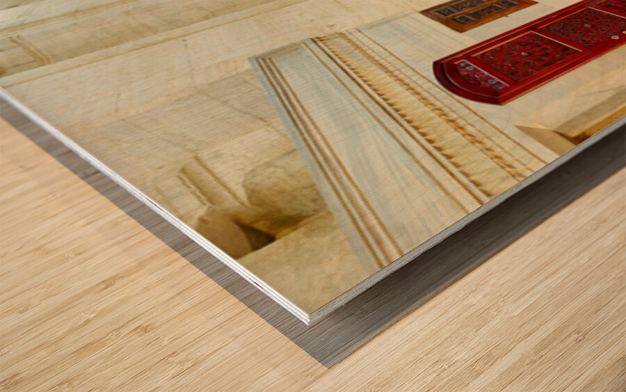 People pray inside Suleymaniye Mosque in Istanbul Turkey Wood print