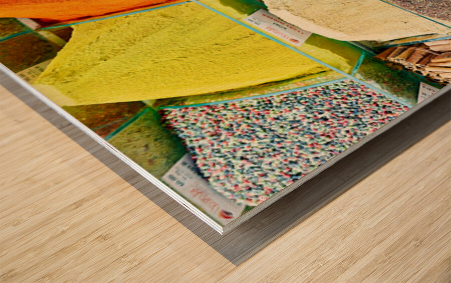 Exploring the Grand Bazaar with colorful spices in Istanbul Wood print