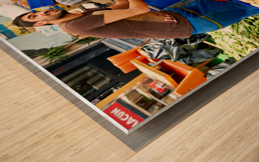 Market activity in Istanbul Turkey with local vendors Wood print