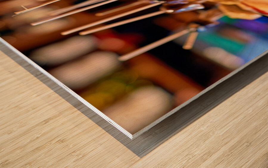 Tasty tapas served in a bar in Barcelona Catalonia Spain Wood print