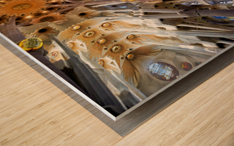 Inside Basílica de la Sagrada Família Barcelona Wood print