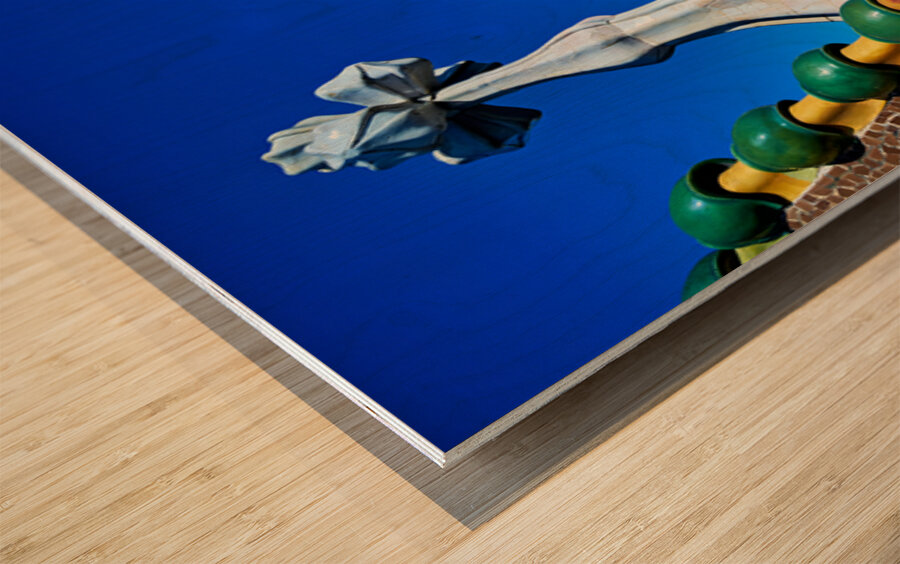 Exploring Casa Batllo in Barcelona under a clear sky Wood print