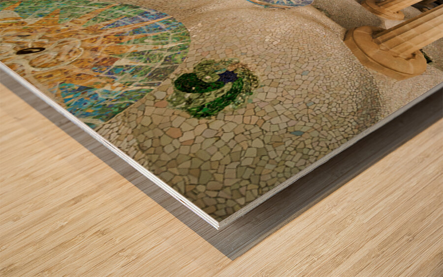 Columns and domes in Hypostyle Room at Park Guell Wood print