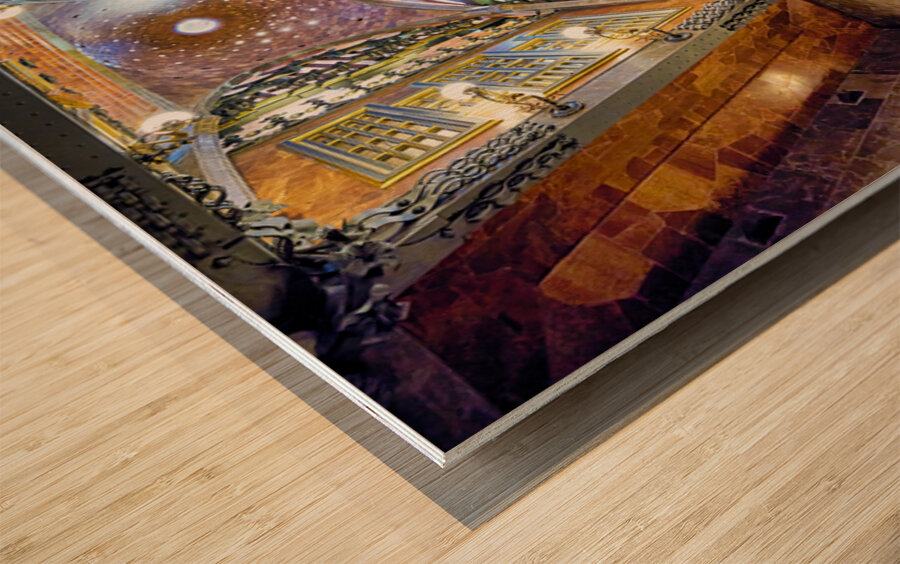View of interior design in Palau Guell by Gaudi in Barcelona Wood Print 2