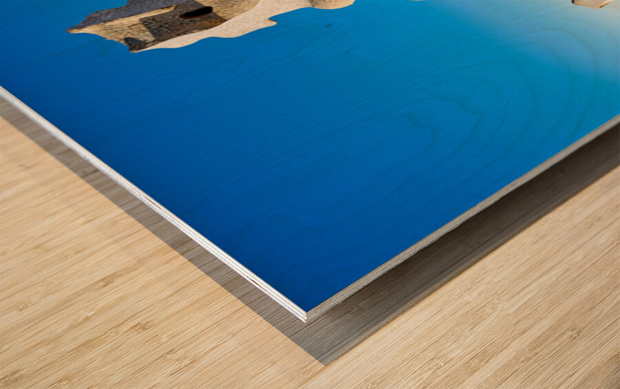 Rooftop views of Casa Mila in sunny Barcelona Wood print