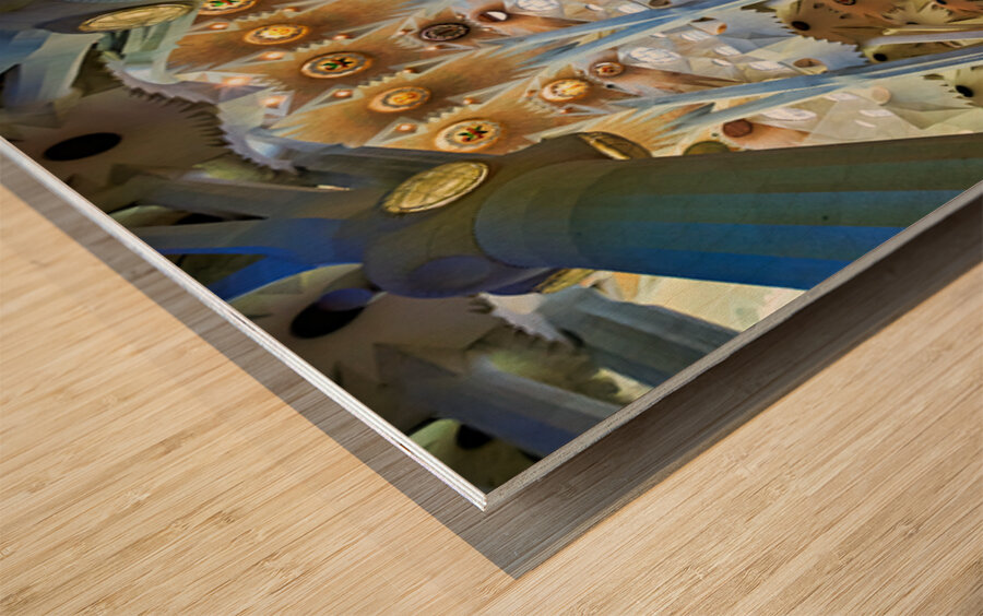Explore the stunning interior of Basílica de la Sagrada Famíli Wood print