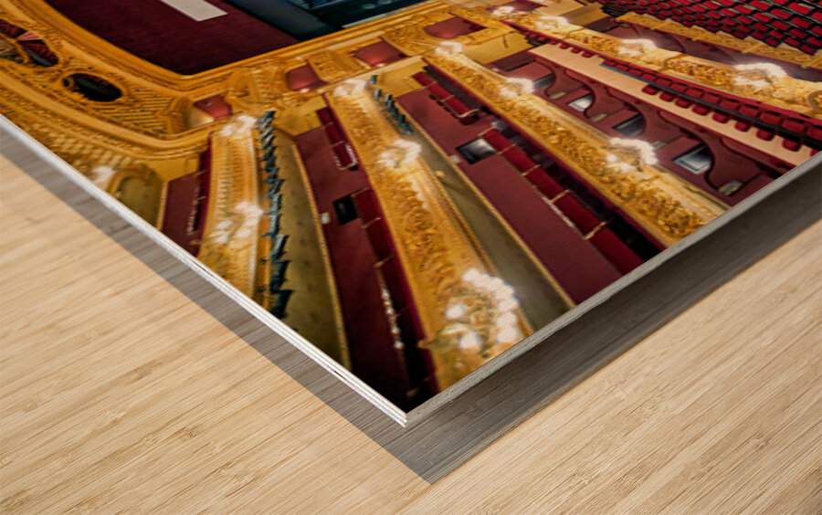 Gran Teatre del Liceu displays empty seats before a performance Wood print