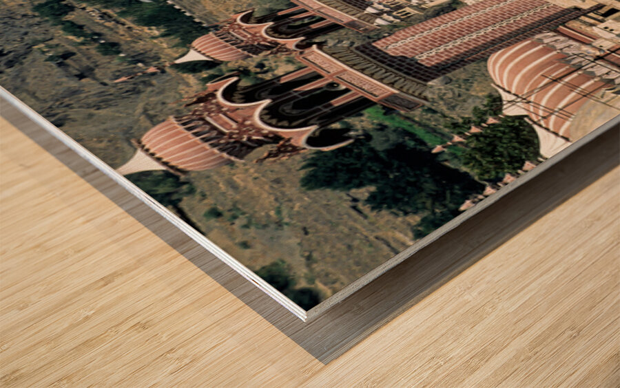 Beautiful architecture in Pakistans mountainous region Wood print