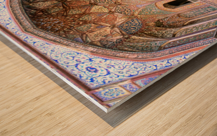 People visiting Wazir Khan Mosque in Lahore Pakistan Wood print