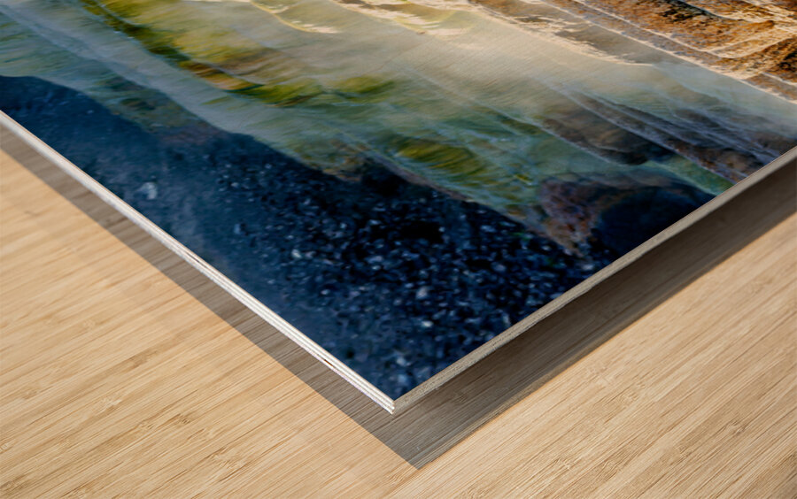 Mound Spring and Jupiter Terrace show unique geothermal features Wood print