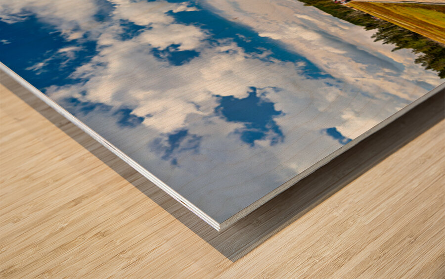Visitors stroll the Upper Geyser Basin boardwalk Wood print