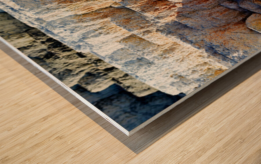 Water flowing over the terraces at Devils Thumb in Yellowstone Wood print