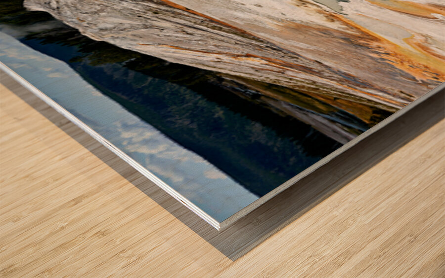 Heart Spring in Yellowstone National Park with blue water Wood print