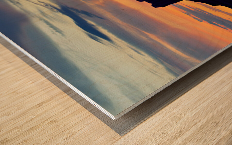 Sunset over monument valley in national park usa Wood print