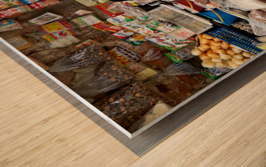 Women selling fresh vegetables in Hanoi market Wood print
