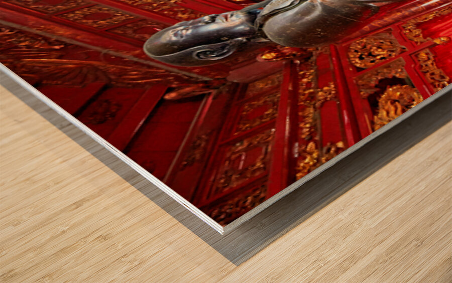 Statue of Buddha in Ho Chi Minh City Vietnam temple Wood print