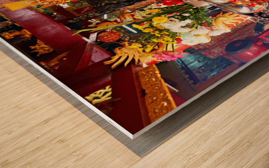 Visit to a Buddhist temple in Ho Chi Minh City Vietnam Wood print