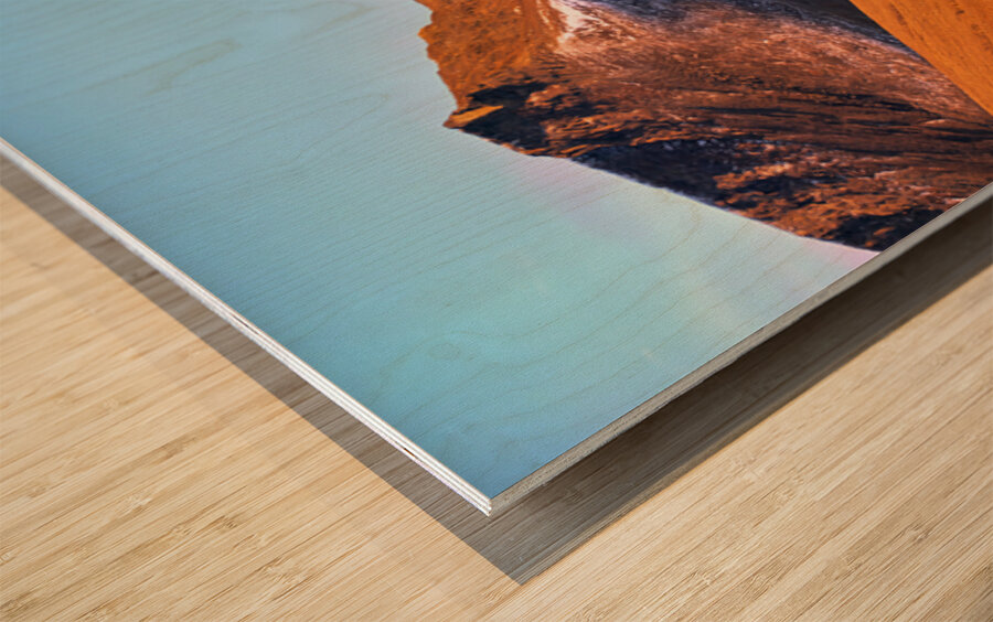 Colorful houses under a mountain in Longyearbyen Svalbard Wood print