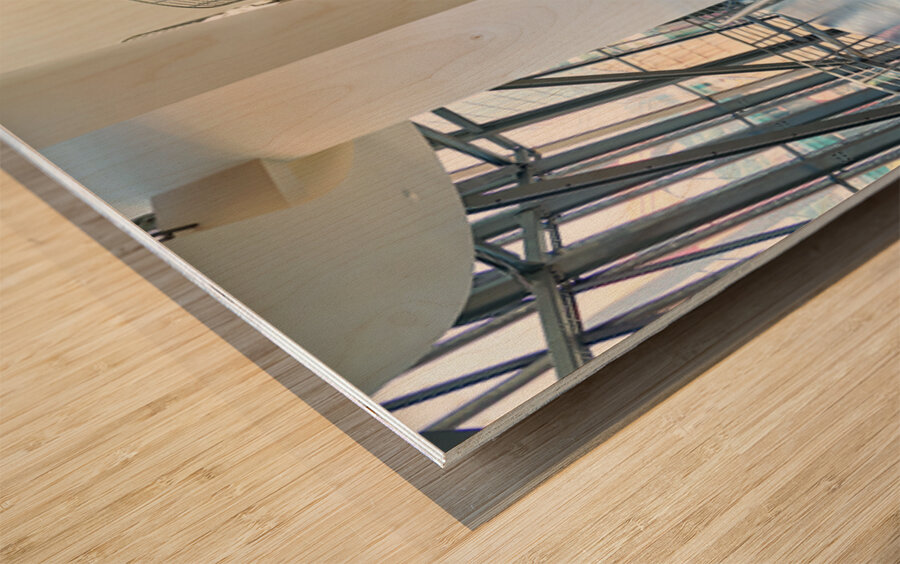 Inside Guggenheim Museum in Bilbao Spain with visitors walking Impression sur bois