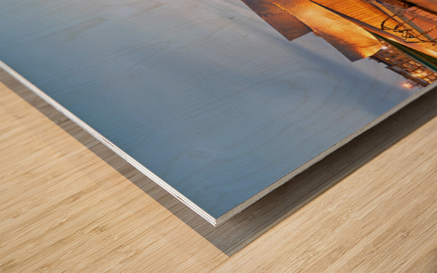 Guggenheim Museum shines at night in Bilbao Spain Impression sur bois