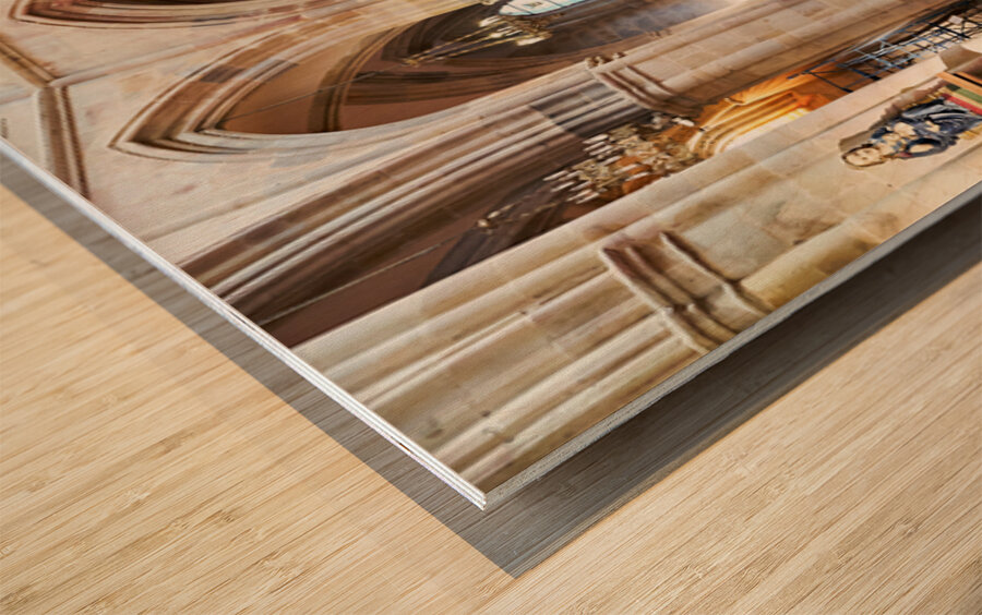 Exploring Bilbao cathedral in Spain during the day Wood print