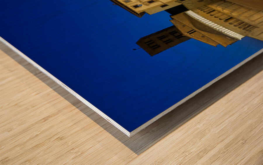 Piazza Grande in Arezzo at sunset with glowing architecture Wood print