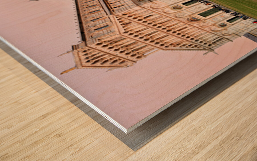 Sunset view of Leaning Tower and Cathedral in Pisa Tuscany Wood print