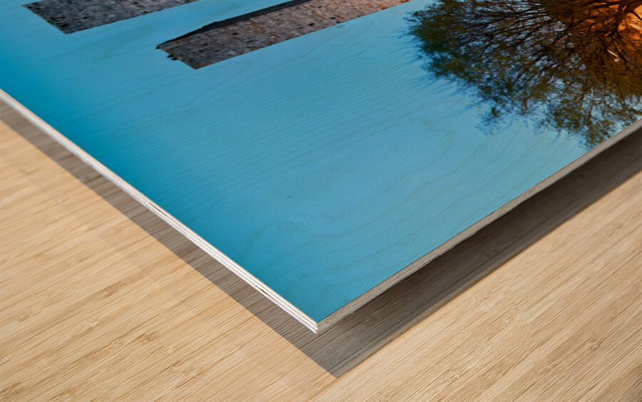 Sunset view of Piazza del Duomo in San Gimignano Tuscany Wood print