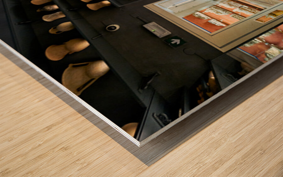 Cinerary urns in Guarnacci Museum of Etruscan artifacts Wood print