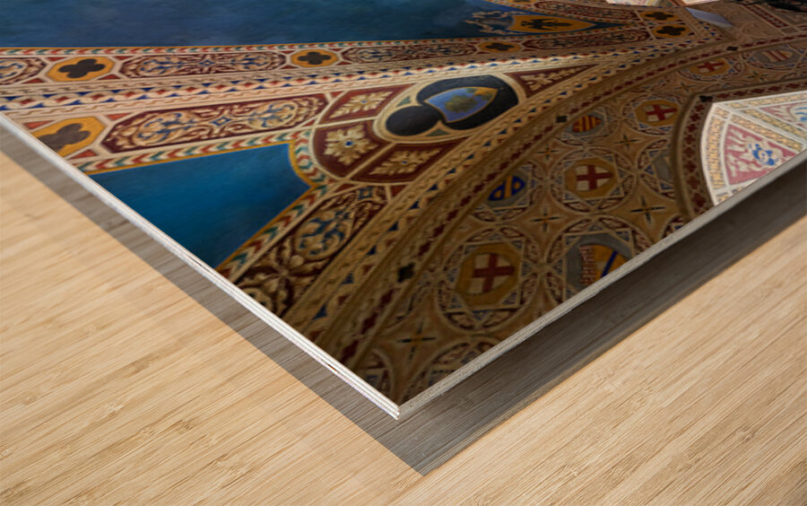 Inside the frescoed Sala del Consiglio in Volterra Tuscany Wood print