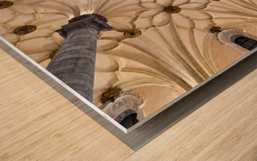 Artistic ceiling design in Zaragoza exhibition hall Wood Print 2
