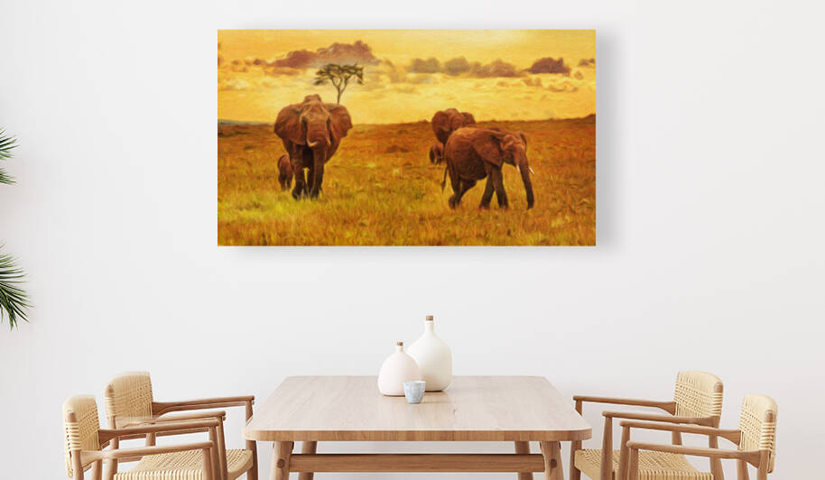 Herd of elephants at sunset by Nick Fox