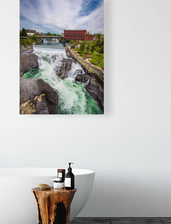 Falls and the Washington Water Power building along the Spokane River by Nick Fox