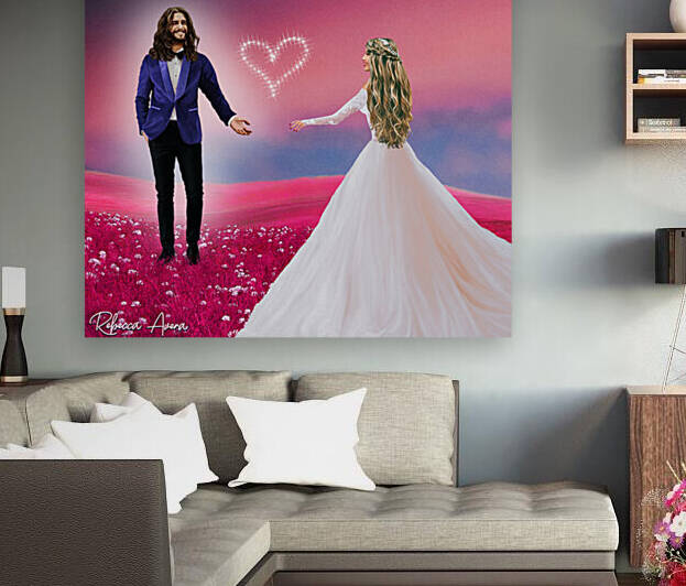 Jesus and the Bride of Christ Spiritual Romance - Prophetic Art by Rebecca Avera
