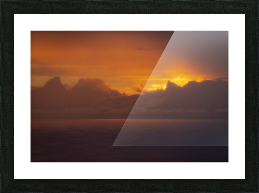 Plane at sunset Picture Frame print