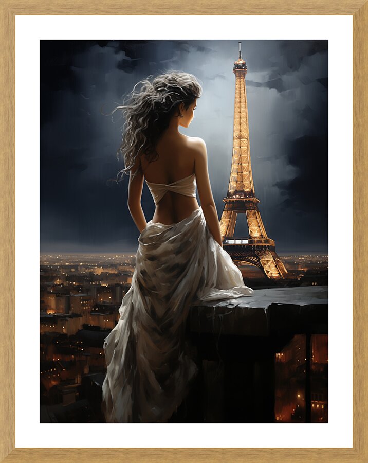 TORRE EIFEEL AND MOON Picture Frame print