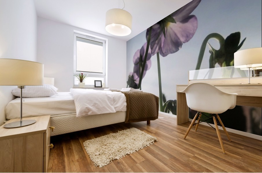 Soft Sky Flowers Mural print