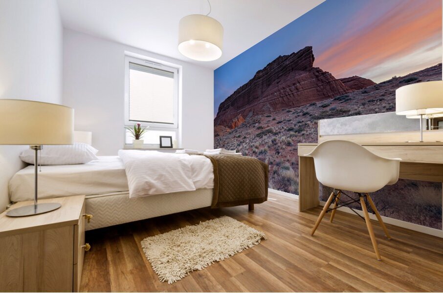 Red rock at sunset Mural print