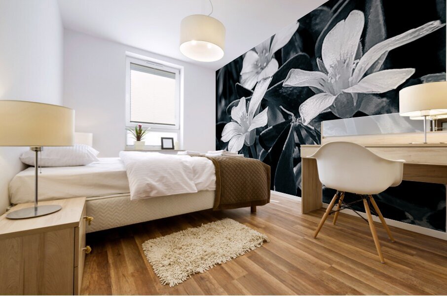 Black and White Flowers Mural print