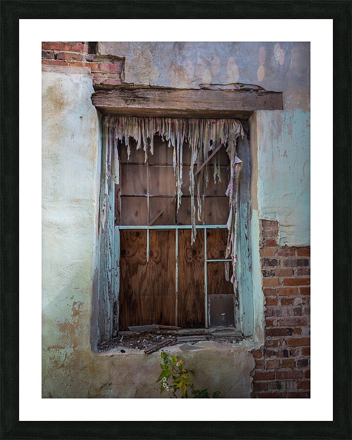 Tattered church window Picture Frame print