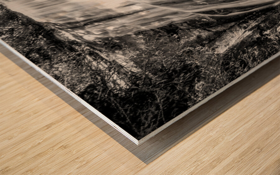 Waterfall with shadow heart Wood print