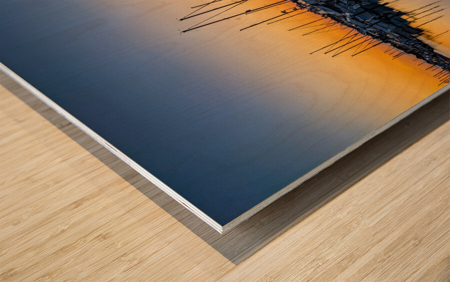 Marina Sunrise Wood print