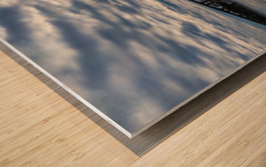 reflection bridge Wood print