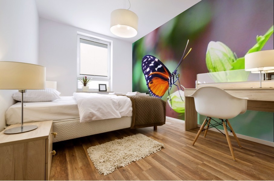 Monarch on a Bud Mural print